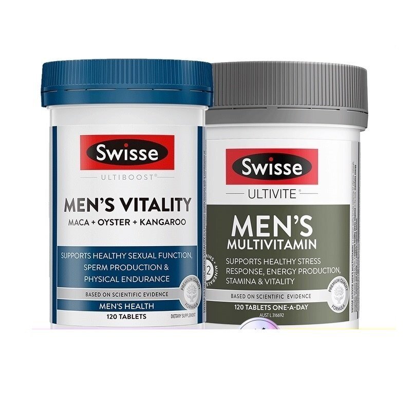Australië Swisse Mannen Verbinding Multivitaminen 120 Tabletten + Mannen Vitaliteit 120 Tabletten Uithoudingsvermogen Maca Oyster Zink Kangoeroe Supplementen