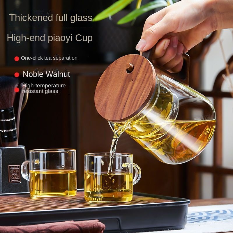 Walnoot Elegante Beker Vol Glas Theepot Waterkoker Filter Thee Scheiding Liner Thee Set Hoogwaardige Elegante Pot Thee zetgroep Tea Pot