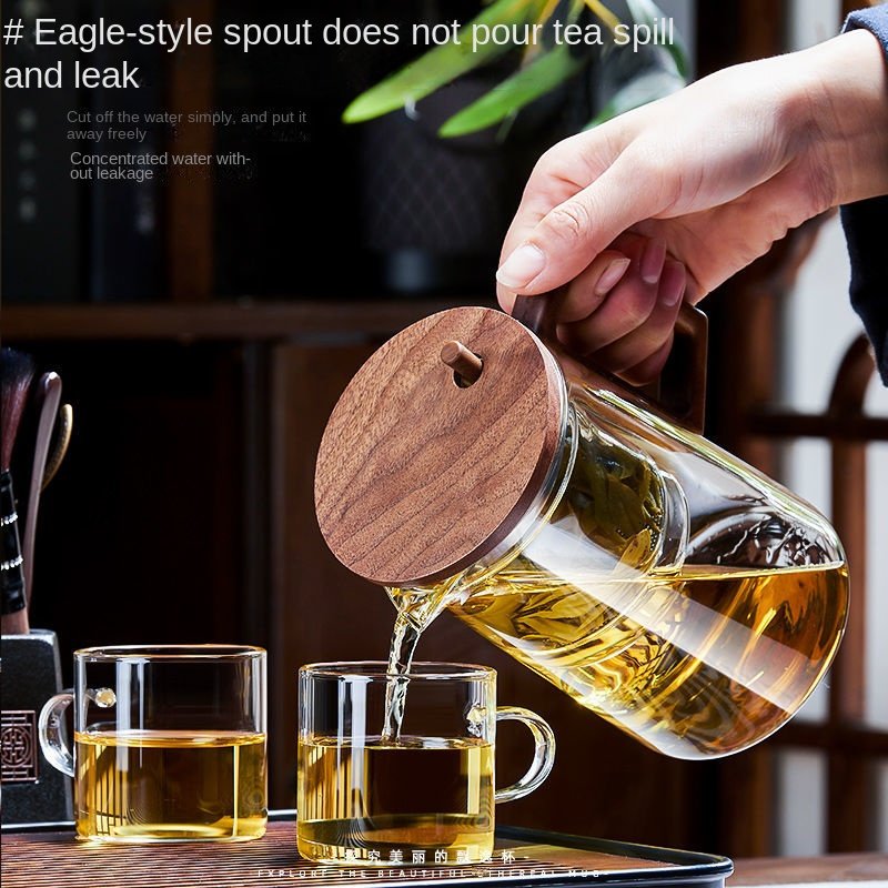 Walnoot Elegante Beker Vol Glas Theepot Waterkoker Filter Thee Scheiding Liner Thee Set Hoogwaardige Elegante Pot Thee zetgroep Tea Pot