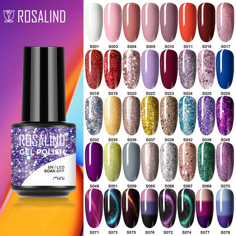 Rosalind Glitter Nagellak Semi Permanente Alle Voor Manicure Nails Art Uv Led Hybrid Vernissen Base Top Coat Soff Off gel Nail