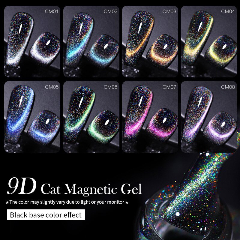 Geboren Pretty 7Ml 9D Kat Magnetische Gel Polish Kleurrijke Shining Chameleon Gel Vernis Alle Voor Manicure Worden Gebruikt Zwart kleur Base