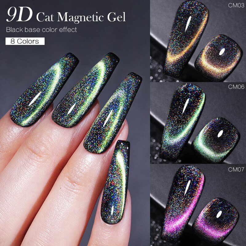 Geboren Pretty 7Ml 9D Kat Magnetische Gel Polish Kleurrijke Shining Chameleon Gel Vernis Alle Voor Manicure Worden Gebruikt Zwart kleur Base