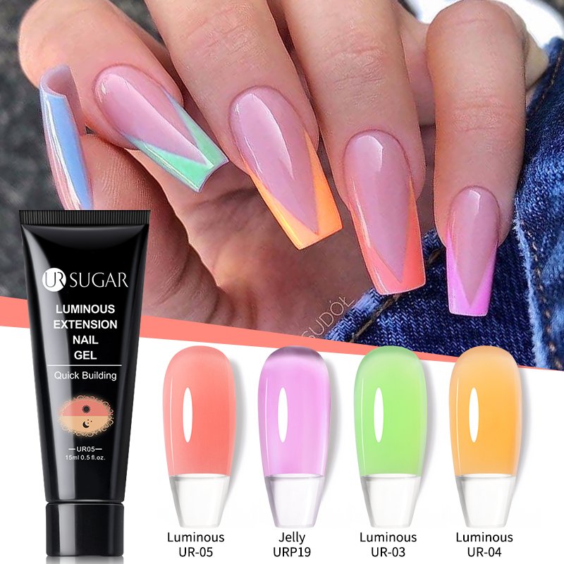 Ur Suiker Glitter Nail Extension Gel 15Ml Alle Voor Manicure Building Uv Led Gel Semi Permanente Soak Off Nail art Gel Voor Uitbreiding