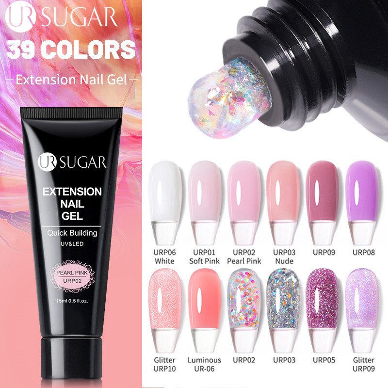 Ur Suiker Glitter Nail Extension Gel 15Ml Alle Voor Manicure Building Uv Led Gel Semi Permanente Soak Off Nail art Gel Voor Uitbreiding
