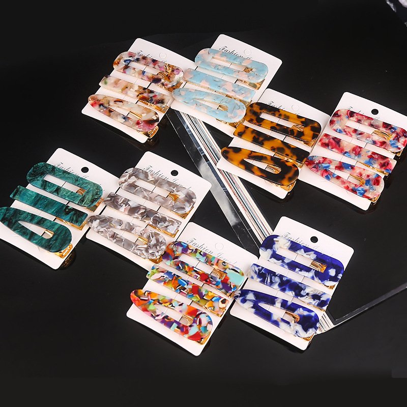 1/2/3 Pcs Vrouwen Mode Luipaard Acetaat Geometrische Haar Clips Vintage Haarspelden Haarspeldjes Haar Accessoires Alle Match Haarspeldjes