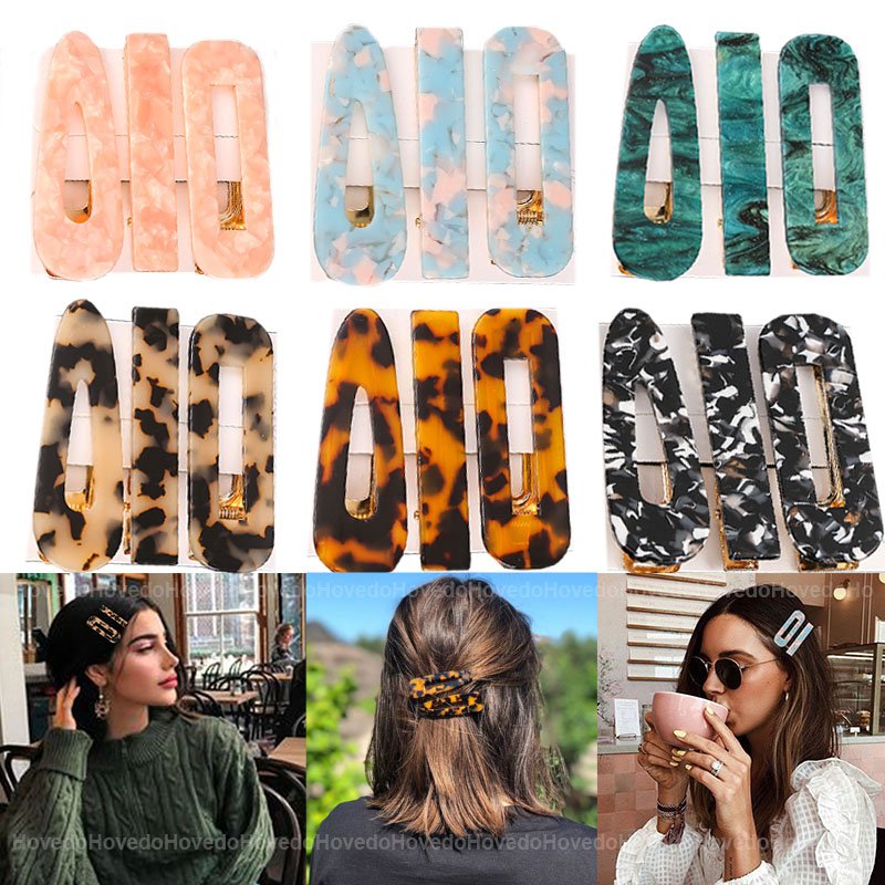 1/2/3 Pcs Vrouwen Mode Luipaard Acetaat Geometrische Haar Clips Vintage Haarspelden Haarspeldjes Haar Accessoires Alle Match Haarspeldjes