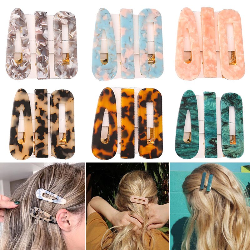 1/2/3 Pcs Vrouwen Mode Luipaard Acetaat Geometrische Haar Clips Vintage Haarspelden Haarspeldjes Haar Accessoires Alle Match Haarspeldjes