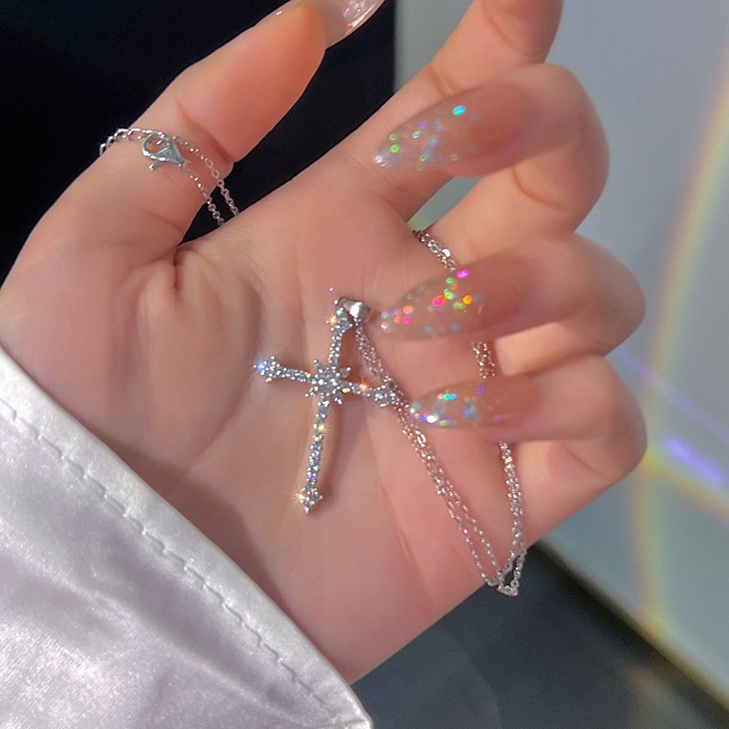 Mode Vrouwen Kristallen Zirkoon Kruis Hanger Ketting Voor Vrouwen Meisje Crystal Collier Punk Partij Sieraden