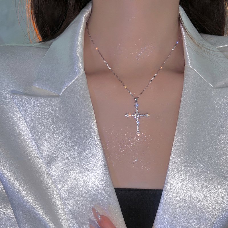 Mode Vrouwen Kristallen Zirkoon Kruis Hanger Ketting Voor Vrouwen Meisje Crystal Collier Punk Partij Sieraden