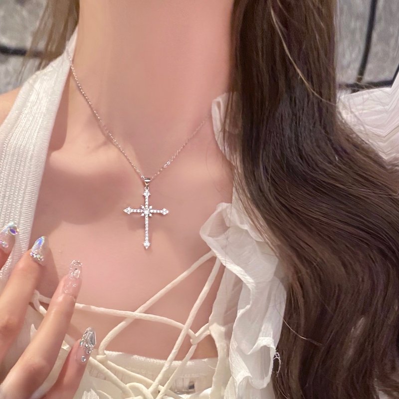Mode Vrouwen Kristallen Zirkoon Kruis Hanger Ketting Voor Vrouwen Meisje Crystal Collier Punk Partij Sieraden