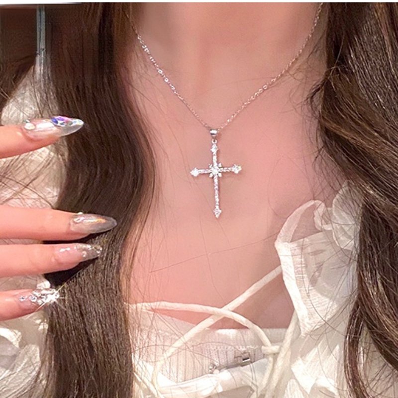 Mode Vrouwen Kristallen Zirkoon Kruis Hanger Ketting Voor Vrouwen Meisje Crystal Collier Punk Partij Sieraden