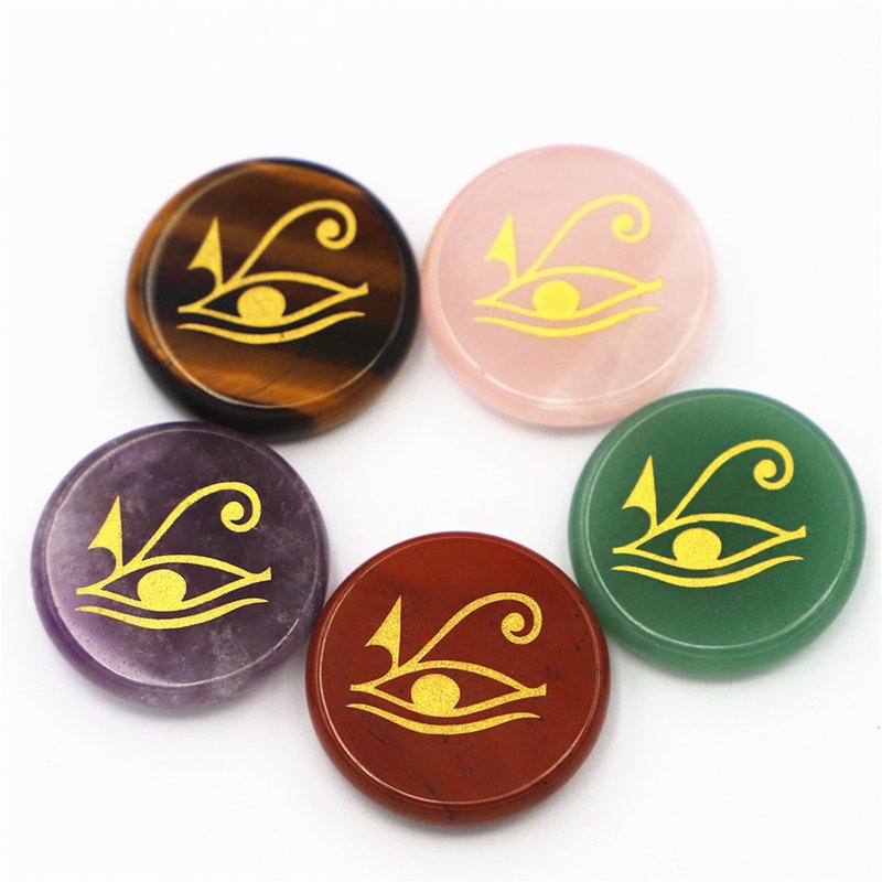 5Pcs Natuurlijke Metatron Crystal Stenen Hamsa Hand Oog Van Horus Heilige Symbool Gems Energie Amulet 7 Reiki Chakra Healing quartz Set