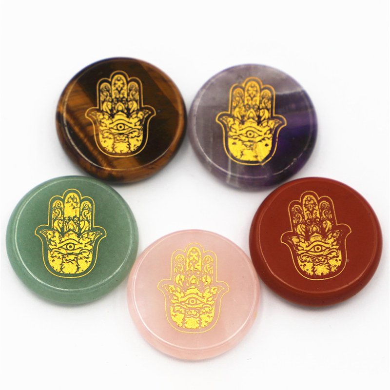 5Pcs Natuurlijke Metatron Crystal Stenen Hamsa Hand Oog Van Horus Heilige Symbool Gems Energie Amulet 7 Reiki Chakra Healing quartz Set