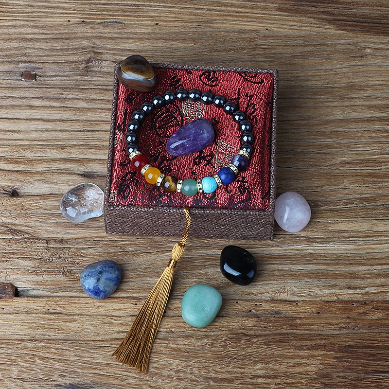 Natuurlijke Hematiet 7 Chakra Armbanden Mannen Reiki Energie Steen Gewichtsverlies Yoga Armband Afslanken Vrouw Gezondheidszorg Therapie Sieraden