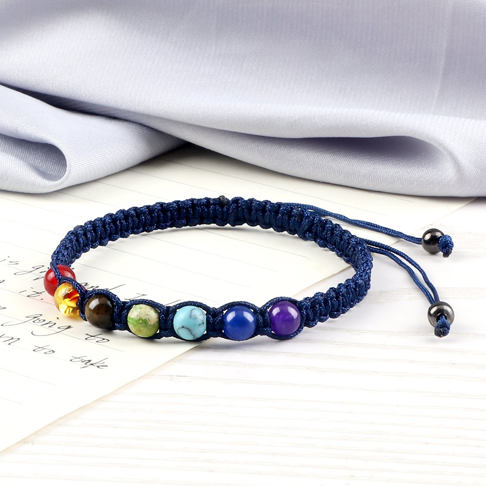 Handgemaakte 7 Chakra Kralen Armband 6Mm Natuursteen String Gevlochten Yoga Reiki Healing Balance Armbanden En Armbanden Meditatie Gift