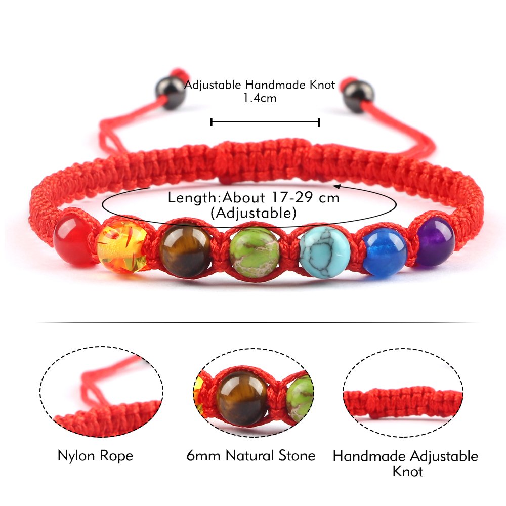 Handgemaakte 7 Chakra Kralen Armband 6Mm Natuursteen String Gevlochten Yoga Reiki Healing Balance Armbanden En Armbanden Meditatie Gift