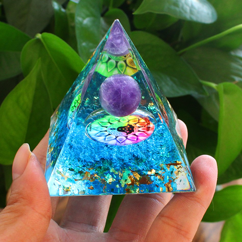 Energie Generator Orgone Piramide Amethist Peridot Healing Natuurlijke Kristal Reiki Chakra Generator Orgonite Piramide Meditatie Tool