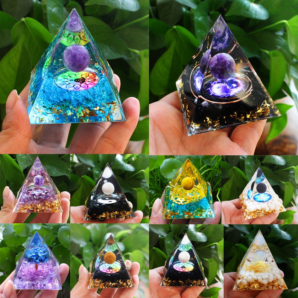 Energie Generator Orgone Piramide Amethist Peridot Healing Natuurlijke Kristal Reiki Chakra Generator Orgonite Piramide Meditatie Tool