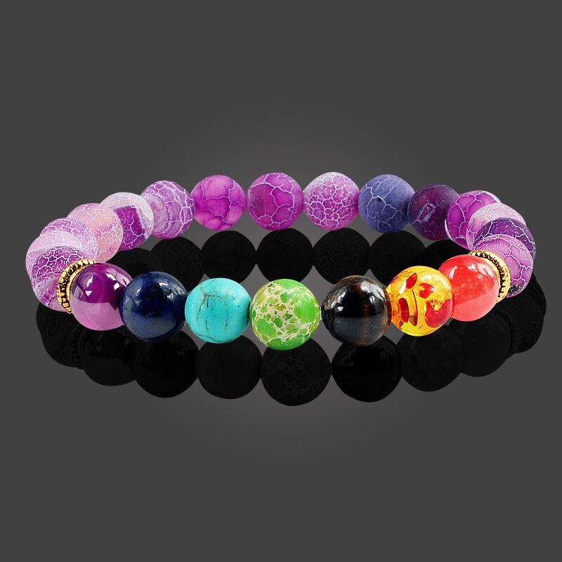 11 Natuursteen Kralen Multicolor Bangle 7 Chakra Healing Balans Kralen Armband Voor Vrouwen Reiki Gebed Yoga Polsbandje Sieraden