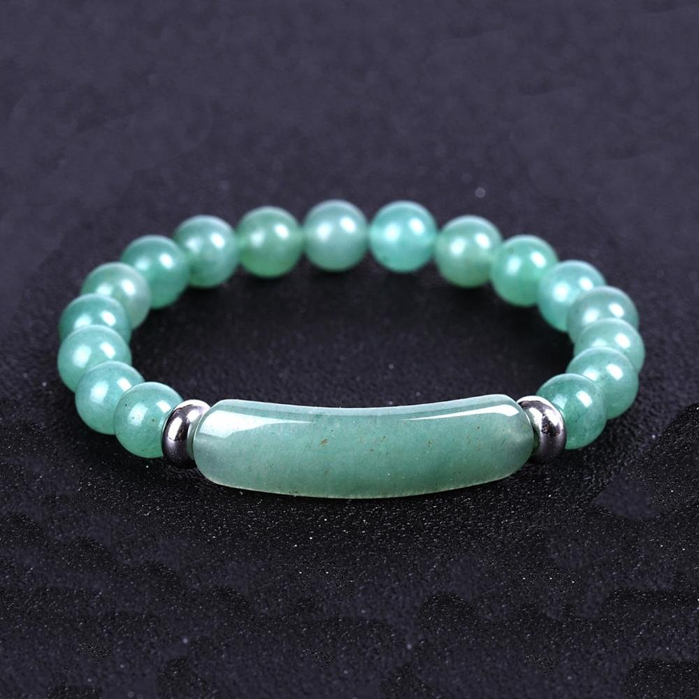 8 Mm Natuursteen Strand Kralen Armband Reiki Healing Roze Kwarts Aventurijn Agaat Rose Crystal Rechthoek Bar Bedels Armbanden
