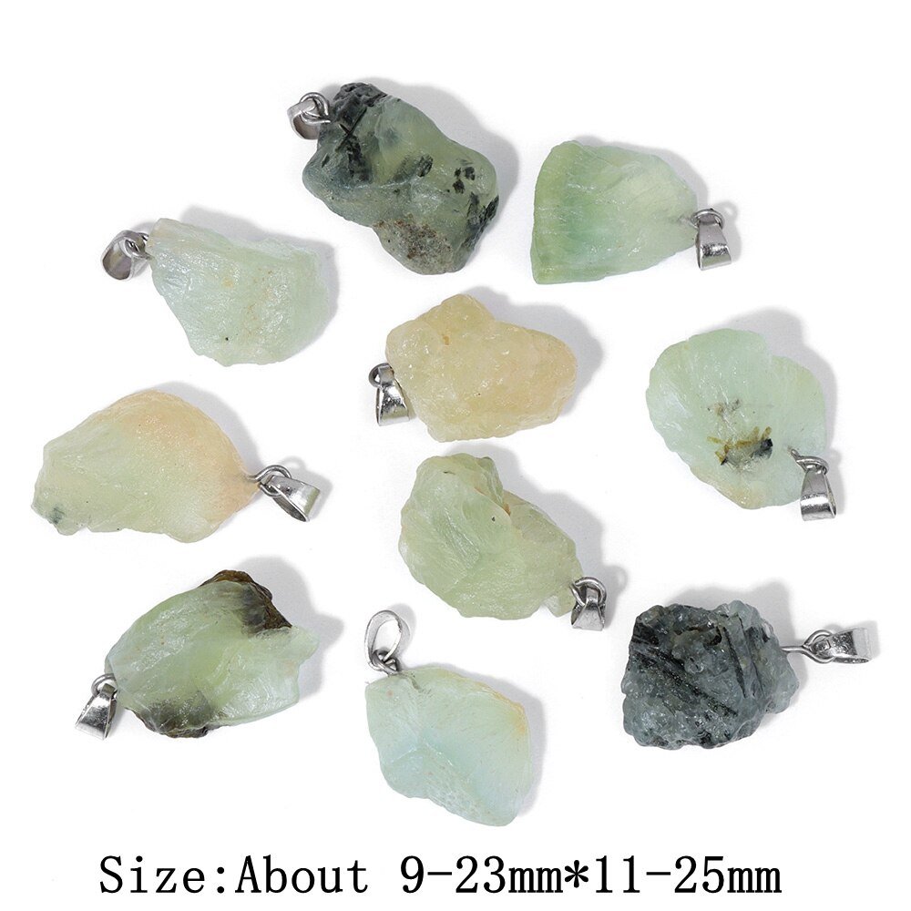 Natuurlijke Groene Prehniet Ruwe Hanger Onregelmatige Stenen Hanger Reiki Energie Gems Hangers Voor Sieraden Maken Accessoires Ambachten