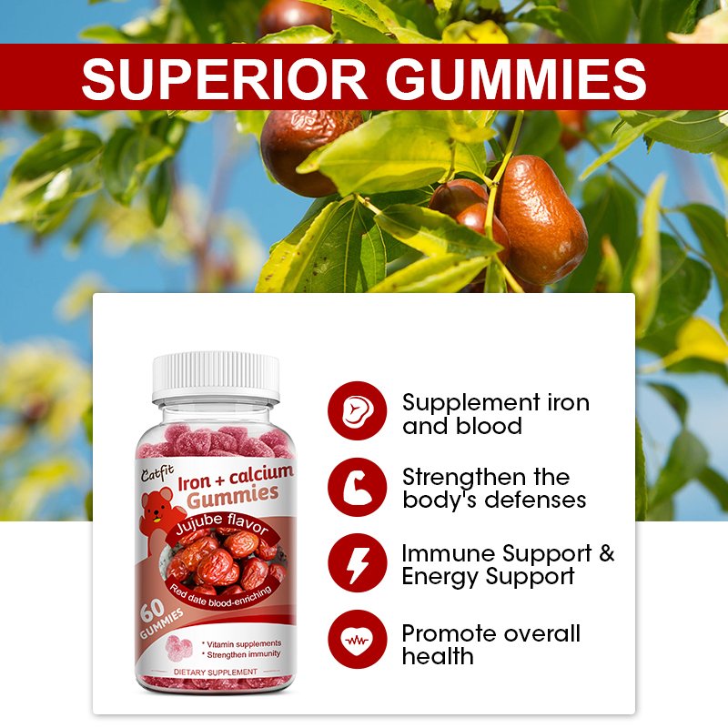 Catfit Natuur Rode Data Gummies VitaminD3 Item Verrijken Het Bloed Antisenescence Jujube Gezondheidszorg Kosher Snacks