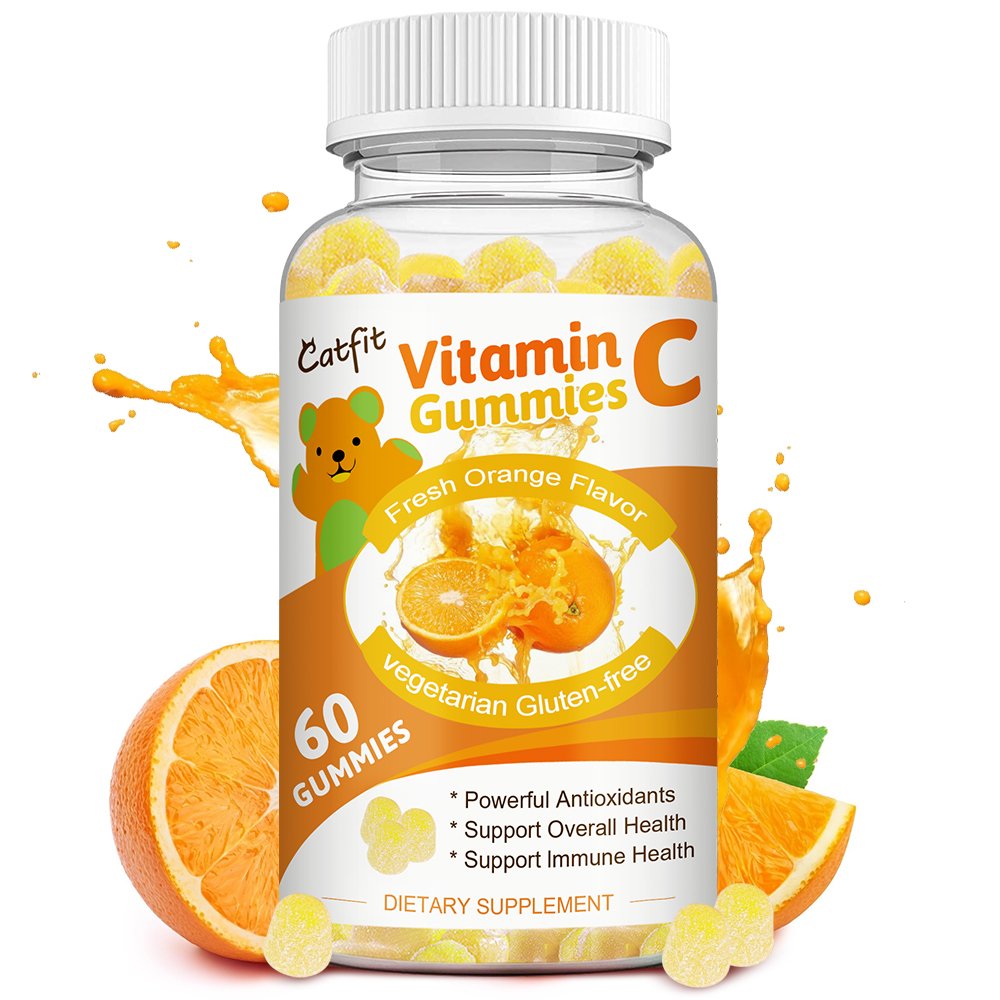 Catfit Zoete Oranje Vitamine C Gummies Anti-Aging Gummies Vc Voedingssupplement Dagelijks Snacks Ruwe Huidverzorging Voedsel