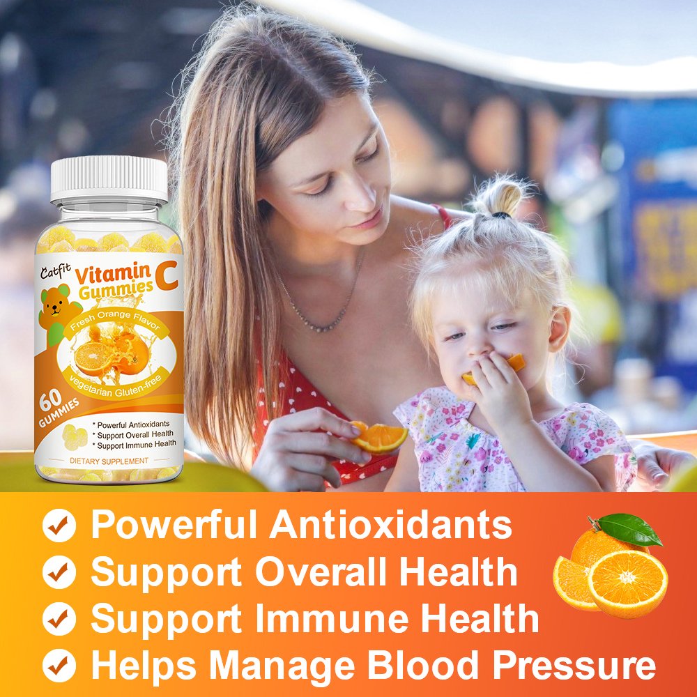 Catfit Zoete Oranje Vitamine C Gummies Anti-Aging Gummies Vc Voedingssupplement Dagelijks Snacks Ruwe Huidverzorging Voedsel
