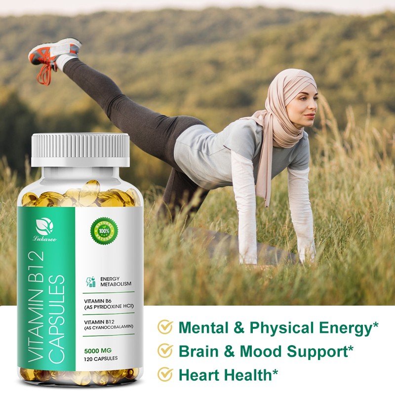 Lukaree Vitamine B12 Capsules Hersenen En Zenuwstelsel Gezondheid Ondersteuning Energie Metabolisme Gezonde Bloed Cellformation Gezondheid Voedsel