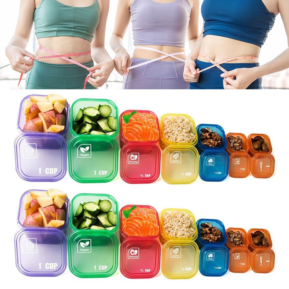 14Pcs Gezond Eten Lunchbox Dieet Plannen 21 Dag Voedsel Opslag Magnetron Veilig Gecodeerde Label Gegraveerd Maaltijd Portion Control container