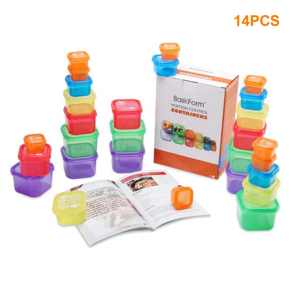 14Pcs Gezond Eten Lunchbox Dieet Plannen 21 Dag Voedsel Opslag Magnetron Veilig Gecodeerde Label Gegraveerd Maaltijd Portion Control container