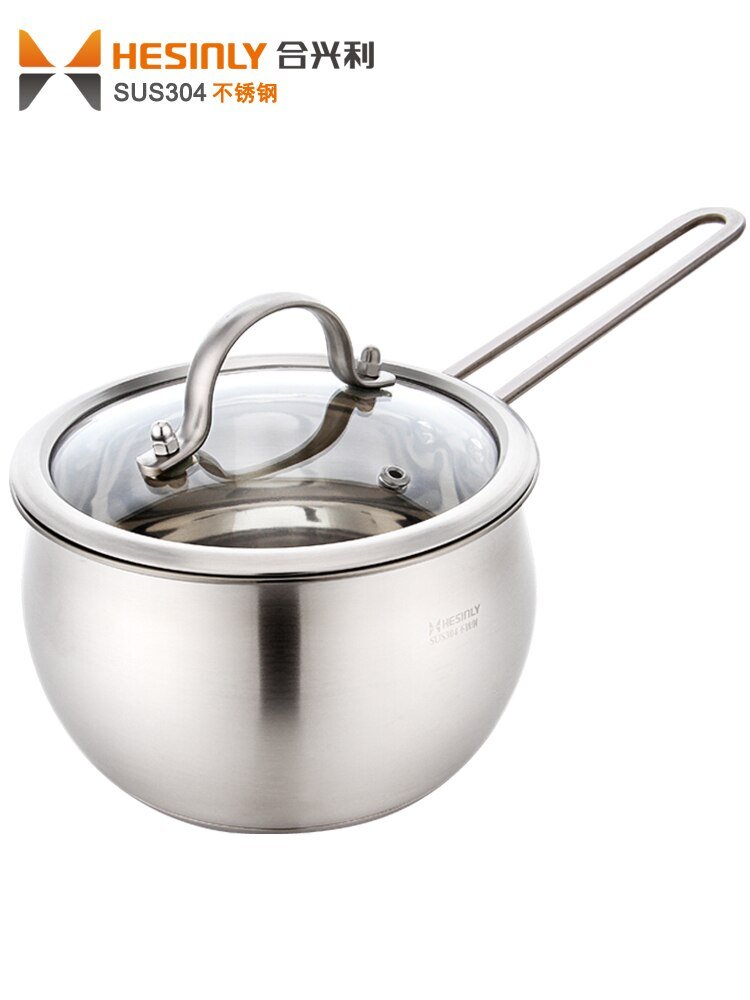 304 Rvs Zuivel Soep Rijst Noodle Kookpot Kleine Kokend Pan Huishoudelijke Warme Melk Pot Baby Gezondheid Voedsel Pot glazen Deksel