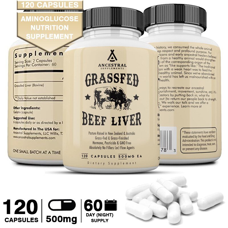 Gras-Fed Rundvlees Lever Capsules, Ondersteunt Energie Productie, Spijsvertering En Algemene Gezondheid, gevriesdroogde Lever Gezondheid Supplement