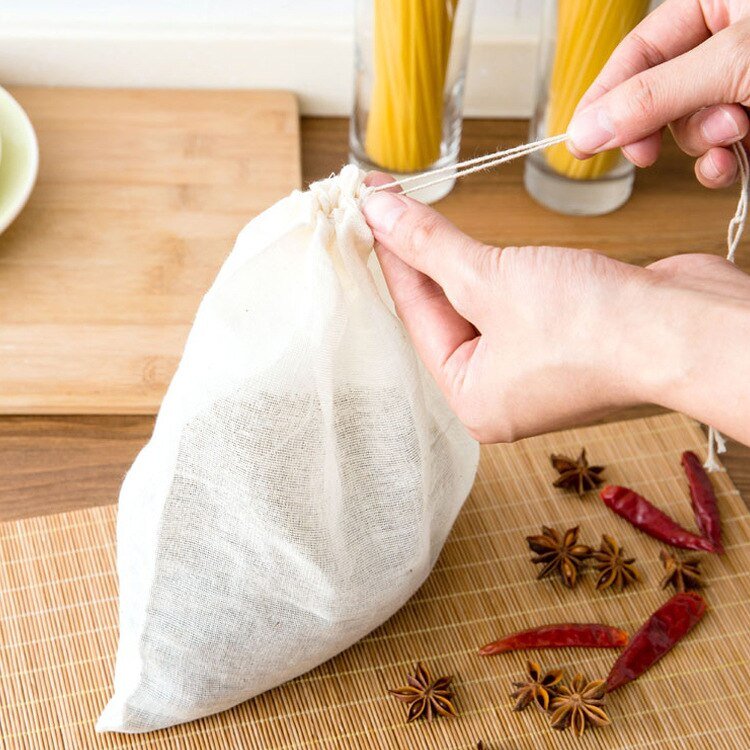 1Pcs Multifunctionele Linnen Katoen Zeef Herbruikbare Chinese Geneeskunde Filter Tas Soep Theezakjes