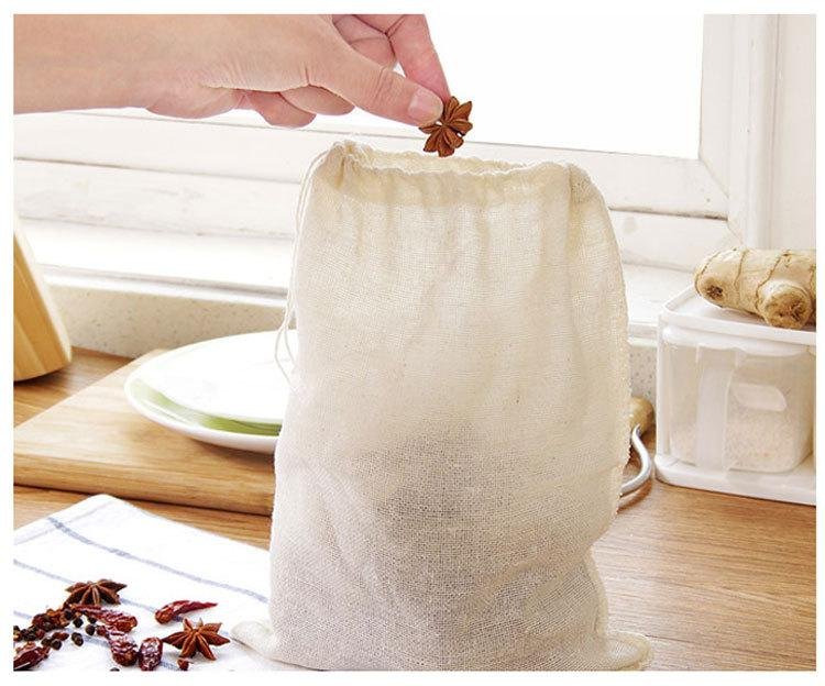 1Pcs Multifunctionele Linnen Katoen Zeef Herbruikbare Chinese Geneeskunde Filter Tas Soep Theezakjes