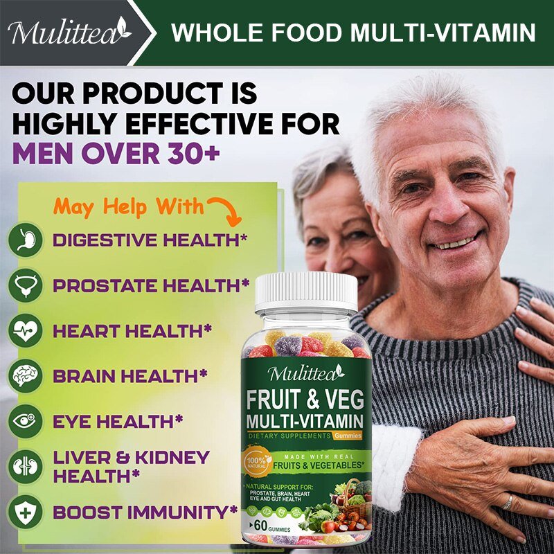 Mulittea Fruit Groente Complex Gummies Detox Voedingsvezels Voor Boost Immuniteit Verhogen Energie Uithoudingsvermogen Supplement Afvallen
