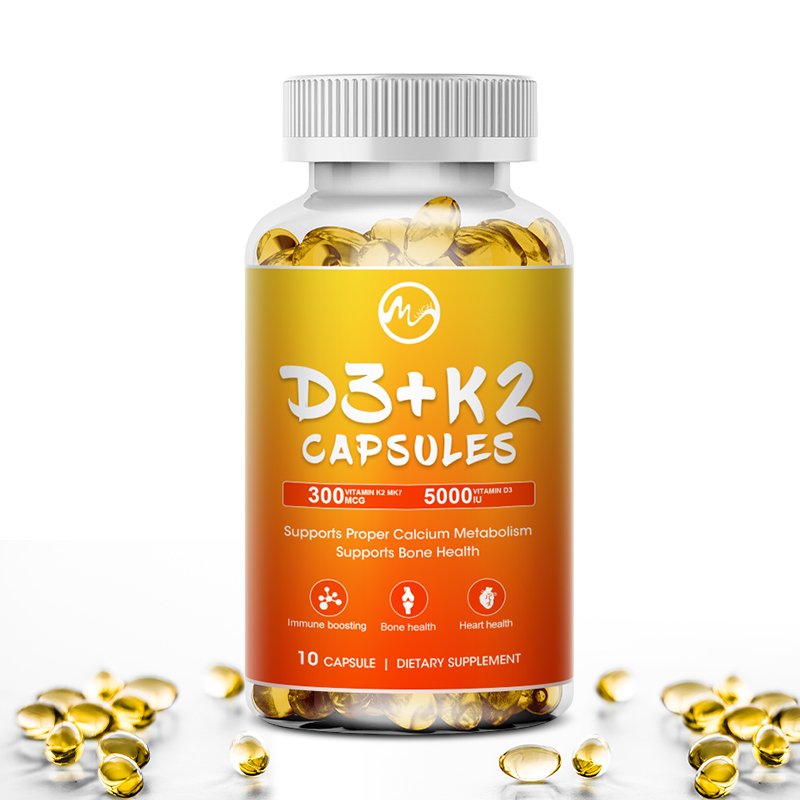 Minch Vitamine D3 & K2 Complex Supplement Bone Hart Gezondheid Niet-gmo Formule 5000Mg Ie Vita D3 300 mcg Vitamine K2 Spier Functie
