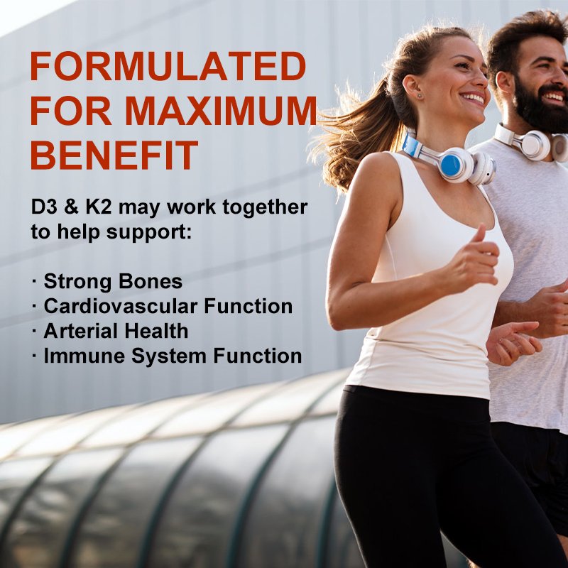 Minch Vitamine D3 & K2 Complex Supplement Bone Hart Gezondheid Niet-gmo Formule 5000Mg Ie Vita D3 300 mcg Vitamine K2 Spier Functie