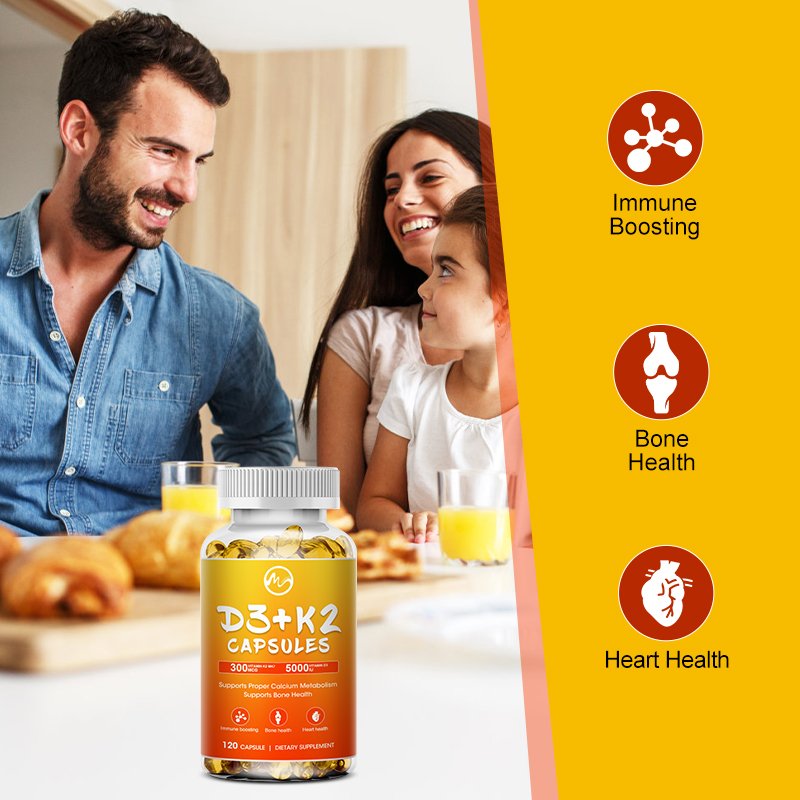 Minch Vitamine D3 & K2 Complex Supplement Bone Hart Gezondheid Niet-gmo Formule 5000Mg Ie Vita D3 300 mcg Vitamine K2 Spier Functie