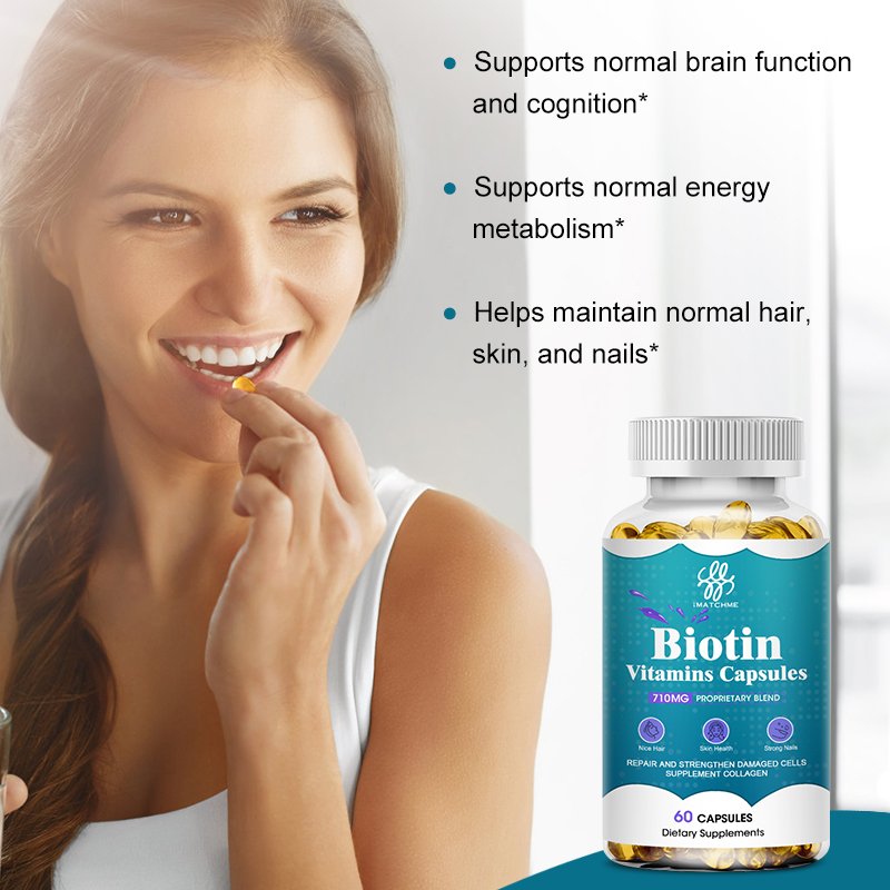 Imatchme 710 Mg Biotine Collageen Capsules Vitaminen Gezonde Haarverzorging, Huid En Nagels En Energie Productie Schoonheid Gezondheid Van Voedsel