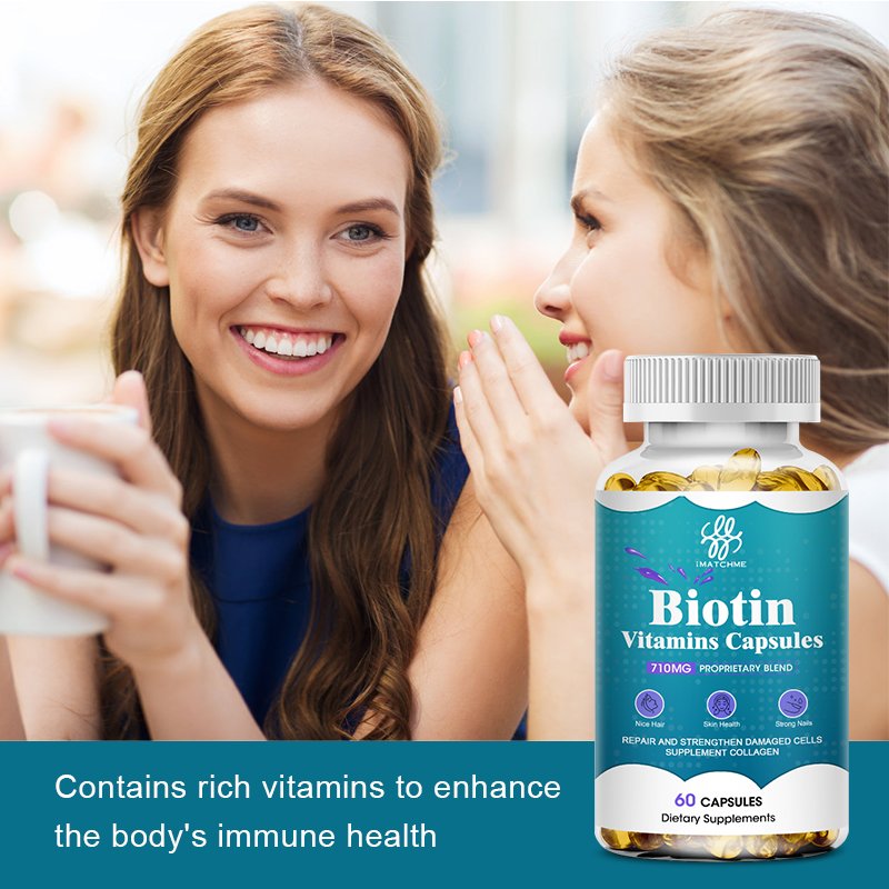 Imatchme 710 Mg Biotine Collageen Capsules Vitaminen Gezonde Haarverzorging, Huid En Nagels En Energie Productie Schoonheid Gezondheid Van Voedsel