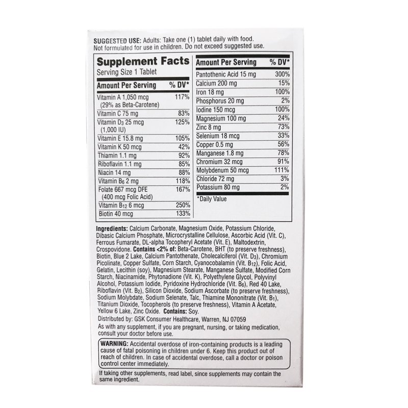 Centrum Multiviamin/Multimineral Supplement 120 Tabletten Gratis Verzending