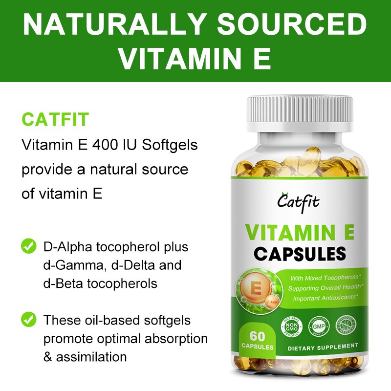 Catfit Samengestelde Vitamine E Capsule Antioxidant Sproet Verwijdering Huidverzorging V-E Versterken Immuny Hart En Hersenen & Eye Gezondheid