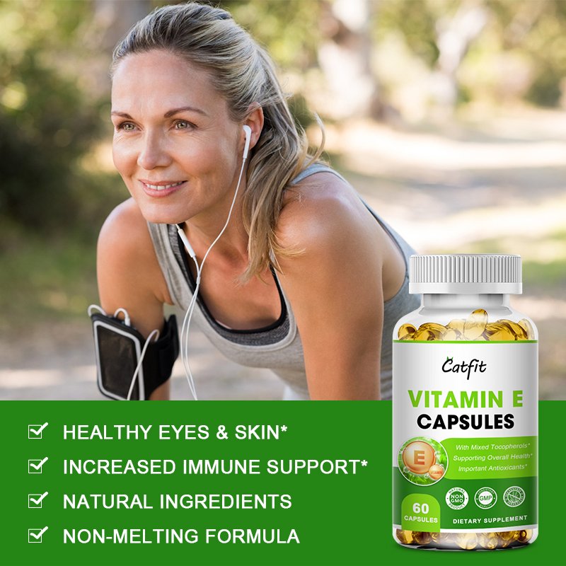 Catfit Samengestelde Vitamine E Capsule Antioxidant Sproet Verwijdering Huidverzorging V-E Versterken Immuny Hart En Hersenen & Eye Gezondheid