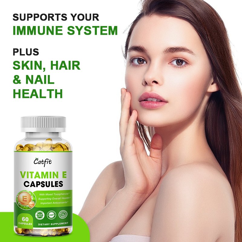 Catfit Samengestelde Vitamine E Capsule Antioxidant Sproet Verwijdering Huidverzorging V-E Versterken Immuny Hart En Hersenen & Eye Gezondheid