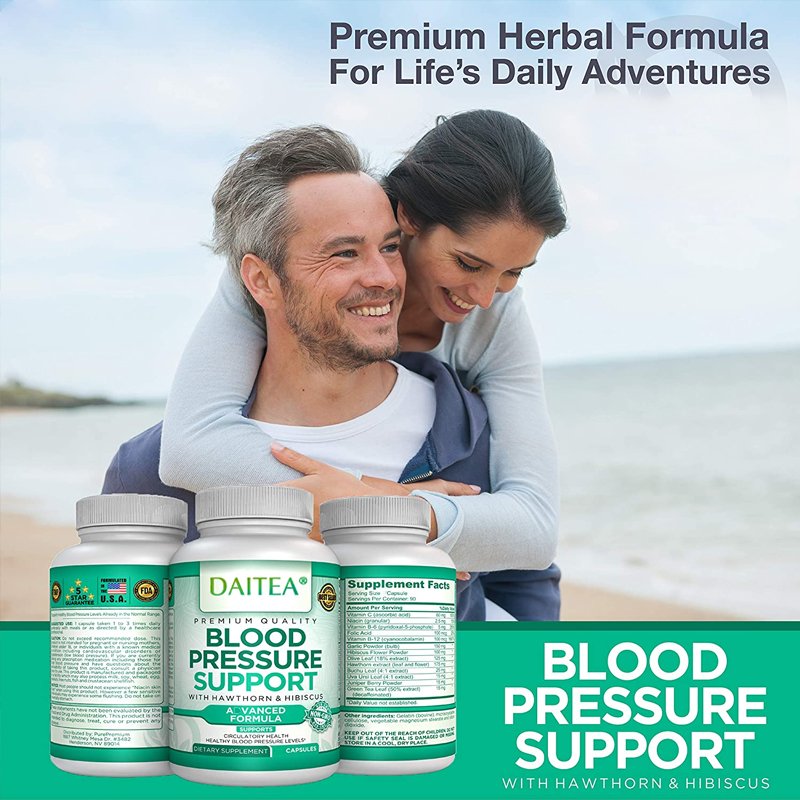 Premium Bloeddruk Ondersteuning Vitamine Supplement-Ondersteunt Cardiovasculaire, Bloedsomloop Gezondheid, Hart & Bloedsuiker Gezondheid