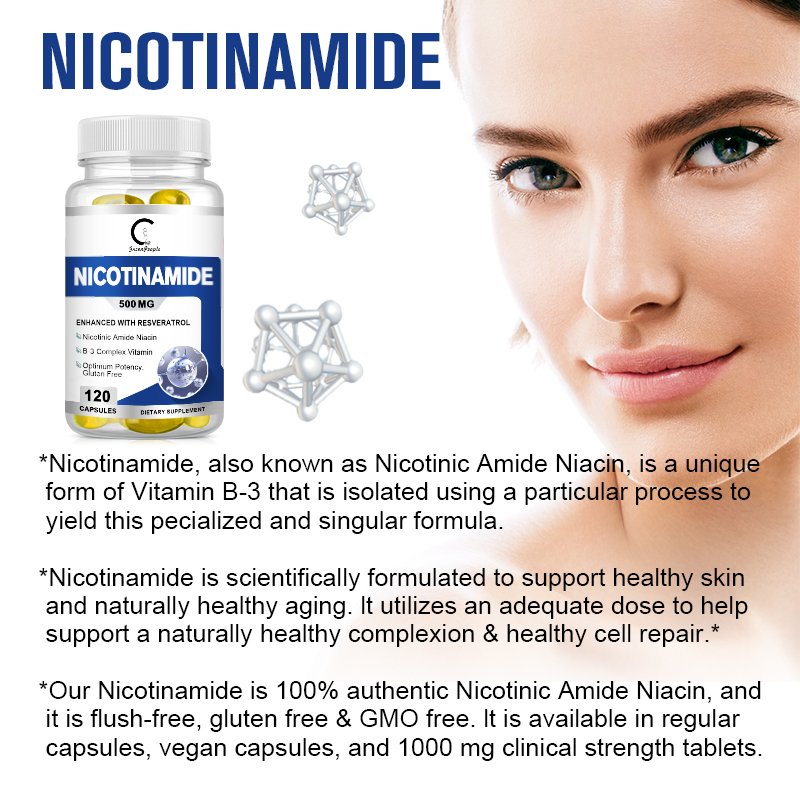 Gp Greenpeople Vit B3 Nicotinamide Capsule Ondersteunt Skin Cell Gezondheid Vitamine B3 Supplement Bleekt Verlicht Vlekken & Verheldert Huid