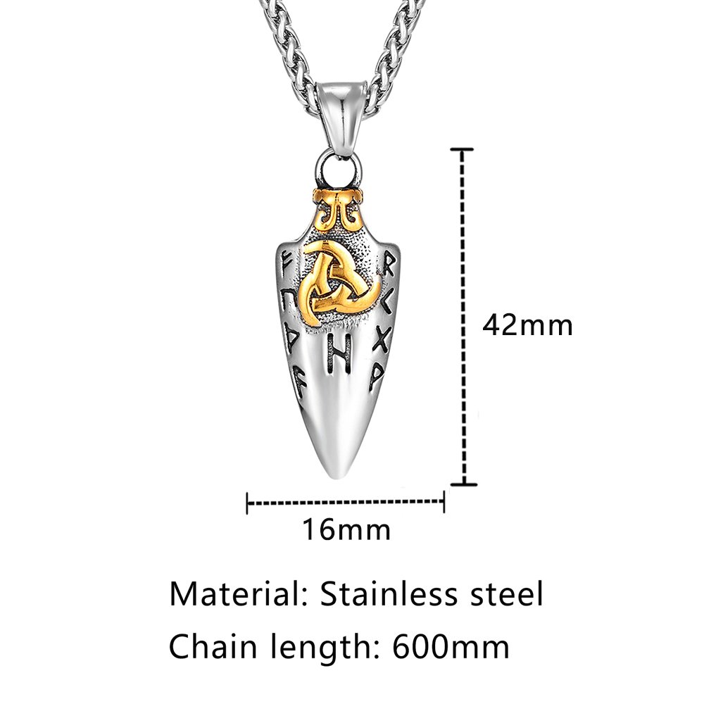 Noorse Runen Odin 'S Spear Gungnir Ketting Mannen Gouden Kleur Roestvrij Staal Pijlpunt Hanger Valknut Talisman Mannelijke Vikings Sieraden