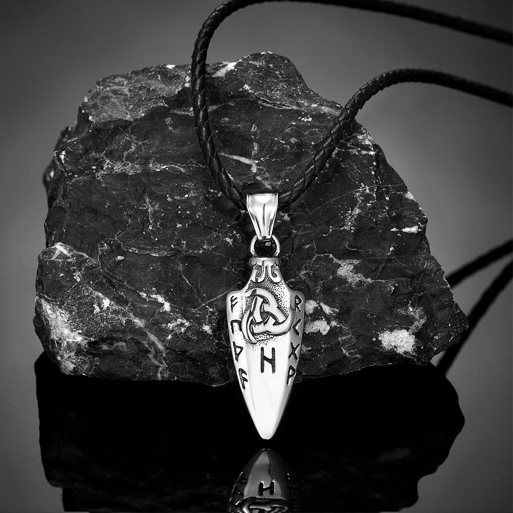 Noorse Runen Odin 'S Spear Gungnir Ketting Mannen Gouden Kleur Roestvrij Staal Pijlpunt Hanger Valknut Talisman Mannelijke Vikings Sieraden