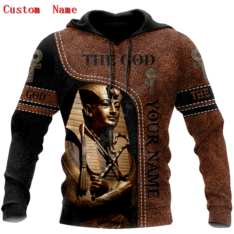 Custom Naam Farao De God Oude Egypte 3D Over Gedrukt Hoodies Sweatshirt Rits Hoodies Vrouwen Voor Mannen Cosplay Kostuums